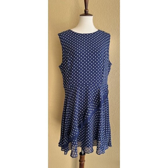 Maison Jules Womens Navy Blue Sheer Floral Ruffle Sheath Dress Size XXL - Picture 1 of 10